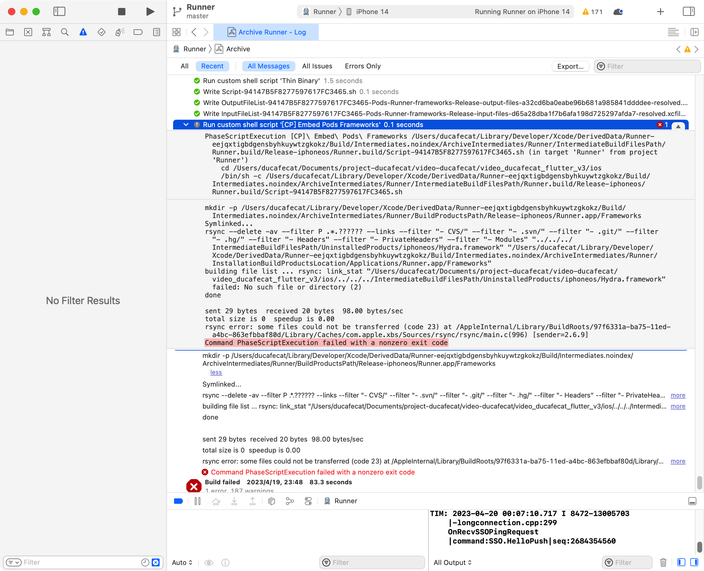 xcode 14.3 报错 rsync error some files could not be transferred xcode 14.3 报错 rsync error some files could not be transferred - flutter | Flutter 技术博客